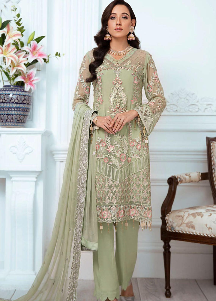 Zeenat by Zebtan Embroidered Chiffon Suits Unstitched 3 Piece ZBT21-6 ZN-06 - Luxury Collection