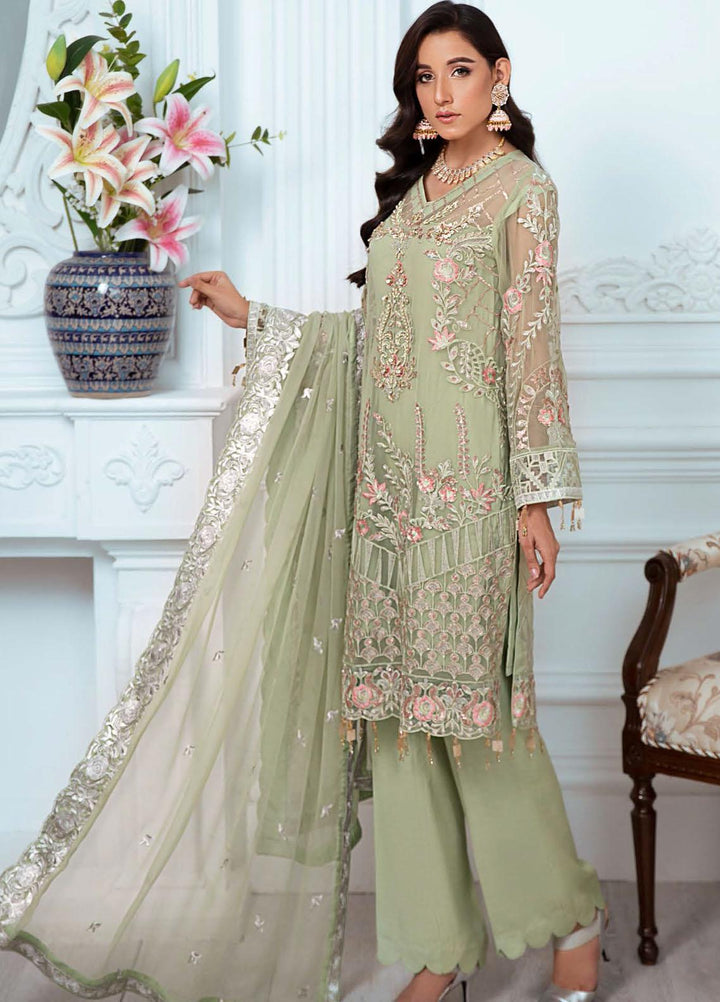 Zeenat by Zebtan Embroidered Chiffon Suits Unstitched 3 Piece ZBT21-6 ZN-06 - Luxury Collection