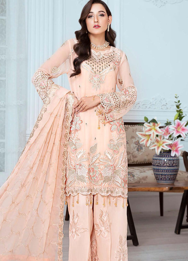 Zeenat by Zebtan Embroidered Chiffon Suits Unstitched 3 Piece ZBT21-6 ZN-07 - Luxury Collection