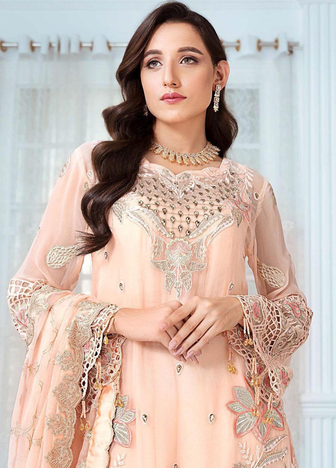 Zeenat by Zebtan Embroidered Chiffon Suits Unstitched 3 Piece ZBT21-6 ZN-07 - Luxury Collection