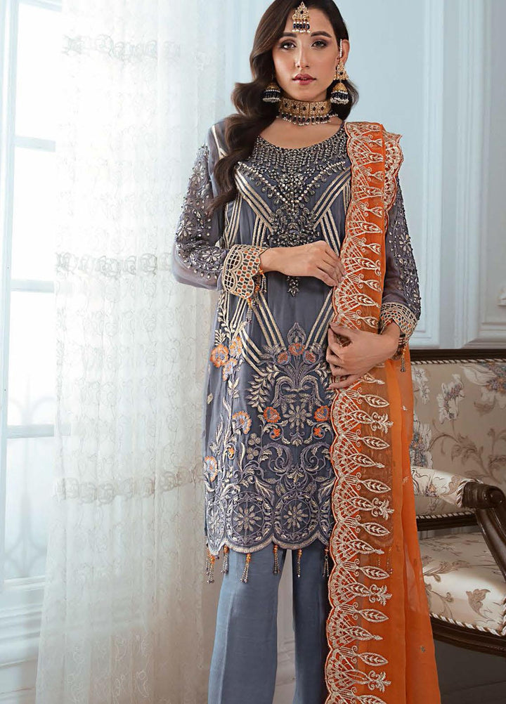 Zeenat by Zebtan Embroidered Chiffon Suits Unstitched 3 Piece ZBT21-6 ZN-08 - Luxury Collection