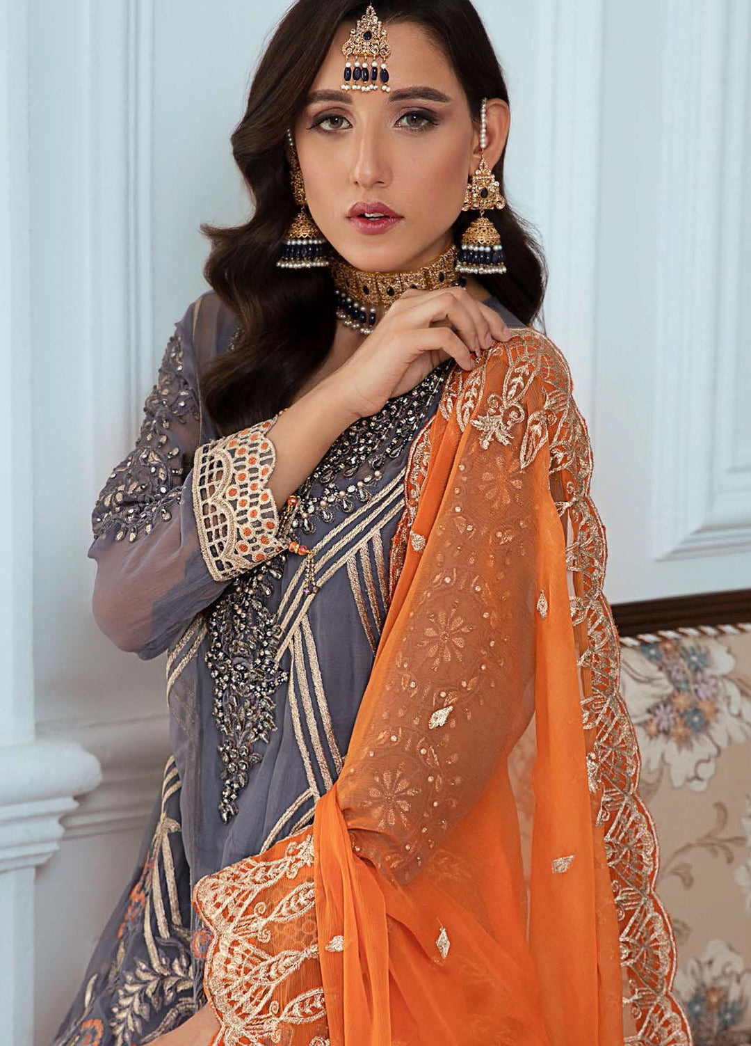 Zeenat by Zebtan Embroidered Chiffon Suits Unstitched 3 Piece ZBT21-6 ZN-08 - Luxury Collection