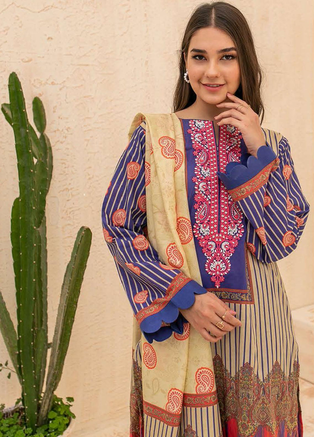 Zellbury Embroidered Cambric Suits Unstitched 2 Piece ZL21CB WUC21E20018 - Winter Collection