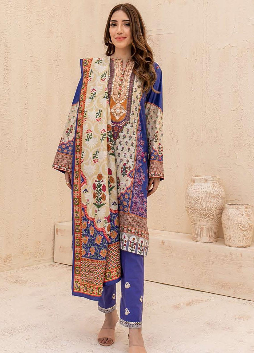 Zellbury Embroidered Cambric Suits Unstitched 3 Piece ZL21CB WUC21E30051 - Winter Collection