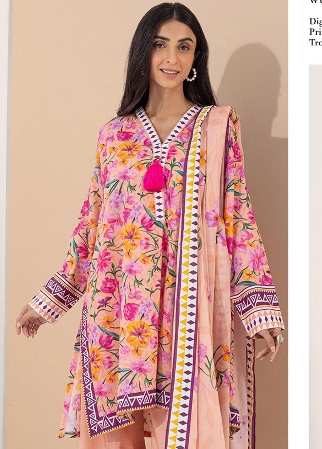 Zellbury Printed Lawn Suits Unstitched 3 Piece ZB23L-V4 WUS23X30406 - Summer Collection