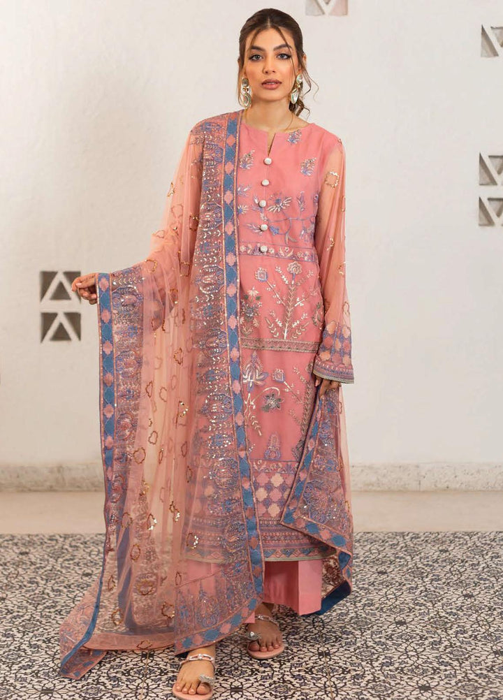 Zellbury Embroidered Net Suits Unstitched 3 Piece ZB22UL WULC22E30284 - Luxury Collection