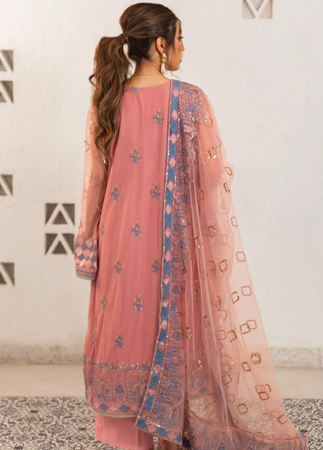 Zellbury Embroidered Net Suits Unstitched 3 Piece ZB22UL WULC22E30284 - Luxury Collection