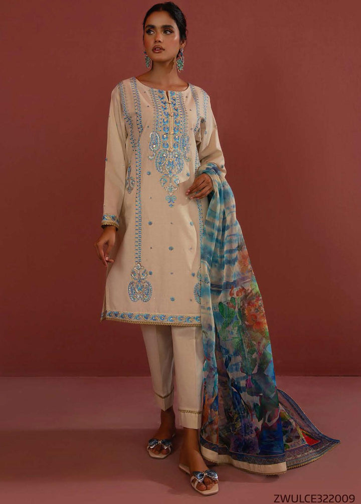 Zellbury Embroidered Jacquard Suits Unstitched 3 Piece ZB21W ZWULCE322037 - Winter Collection