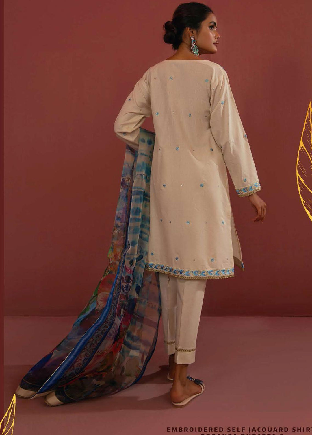 Zellbury Embroidered Jacquard Suits Unstitched 3 Piece ZB21W ZWULCE322037 - Winter Collection