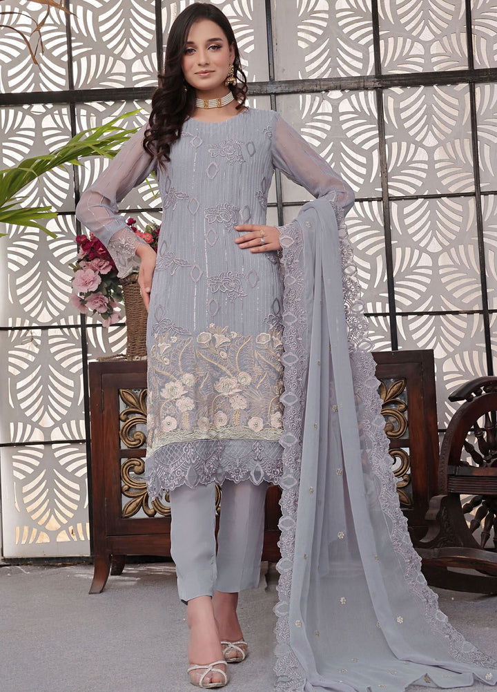 Zenia By Fine Tex Embroidered Chiffon Suit Unstitched 4 Piece FNT24Z ZC-02 - Formals Collection