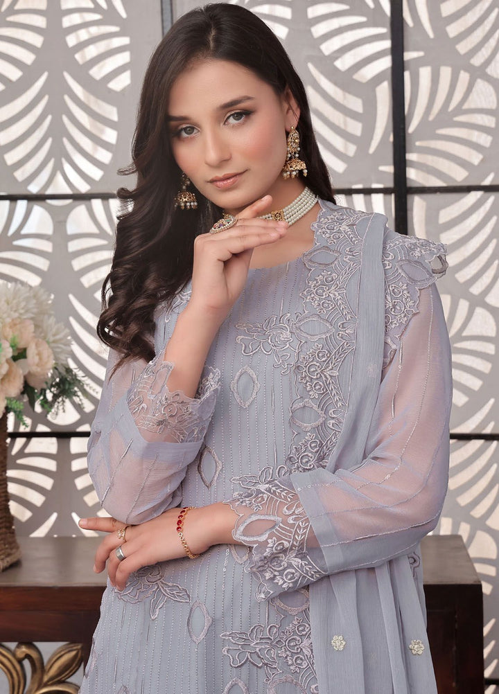 Zenia By Fine Tex Embroidered Chiffon Suit Unstitched 4 Piece FNT24Z ZC-02 - Formals Collection