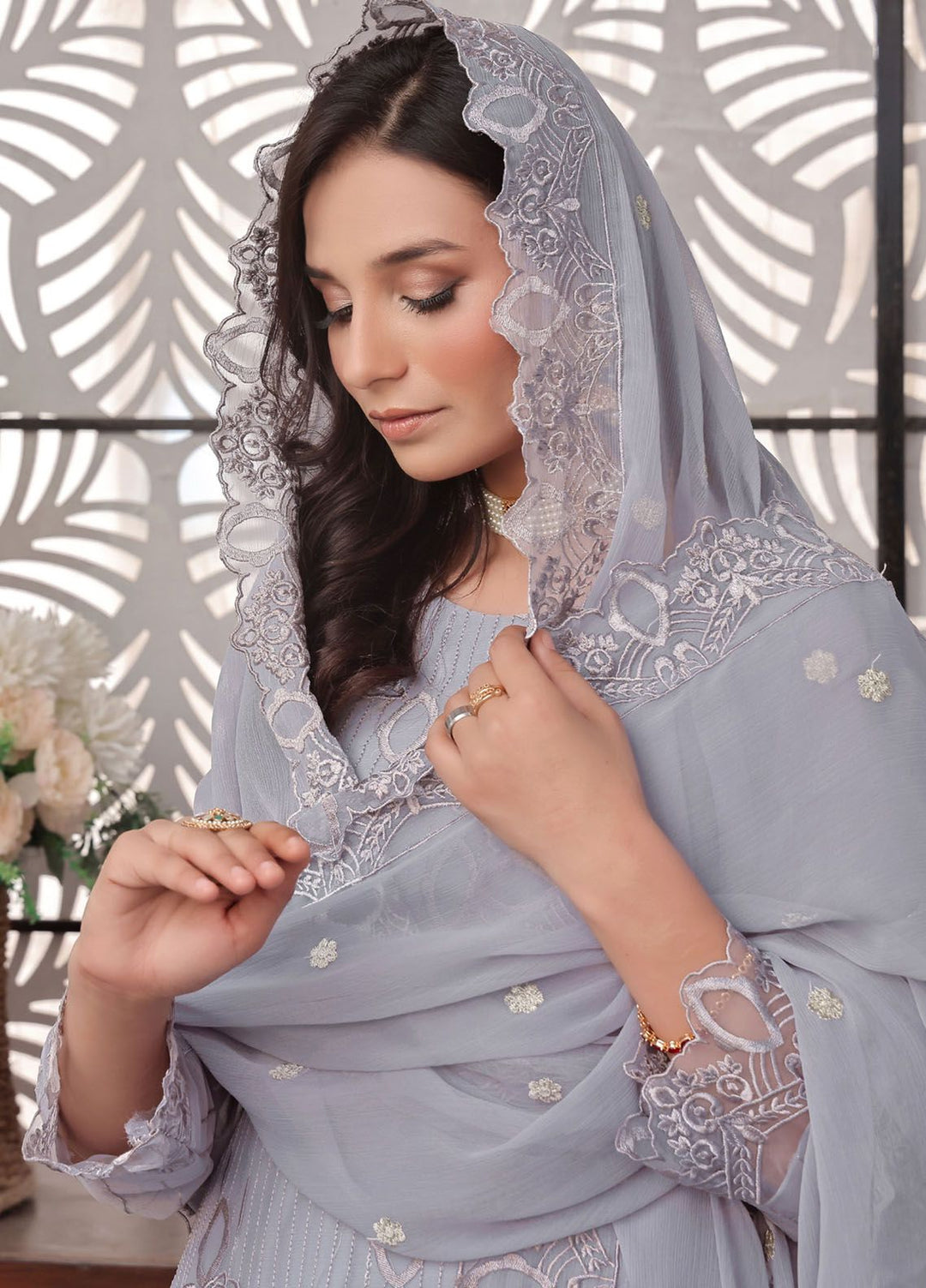 Zenia By Fine Tex Embroidered Chiffon Suit Unstitched 4 Piece FNT24Z ZC-02 - Formals Collection