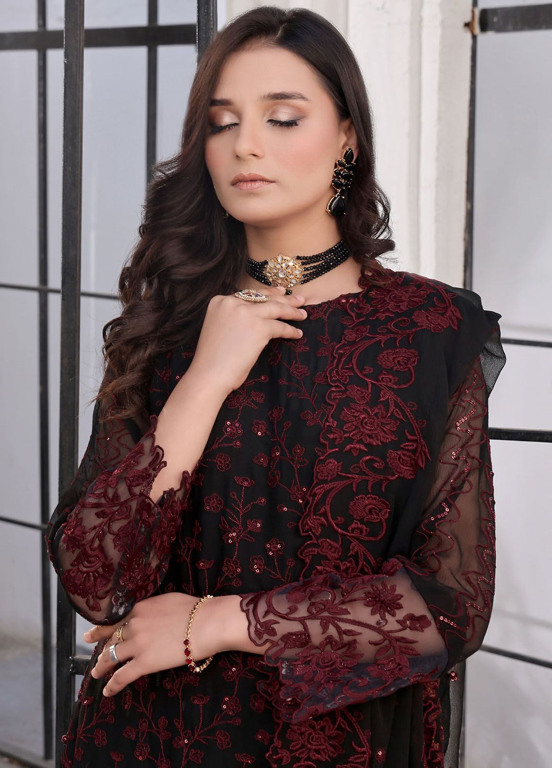 Zenia By Fine Tex Embroidered Chiffon Suit Unstitched 4 Piece FNT24Z ZC-04 - Formals Collection
