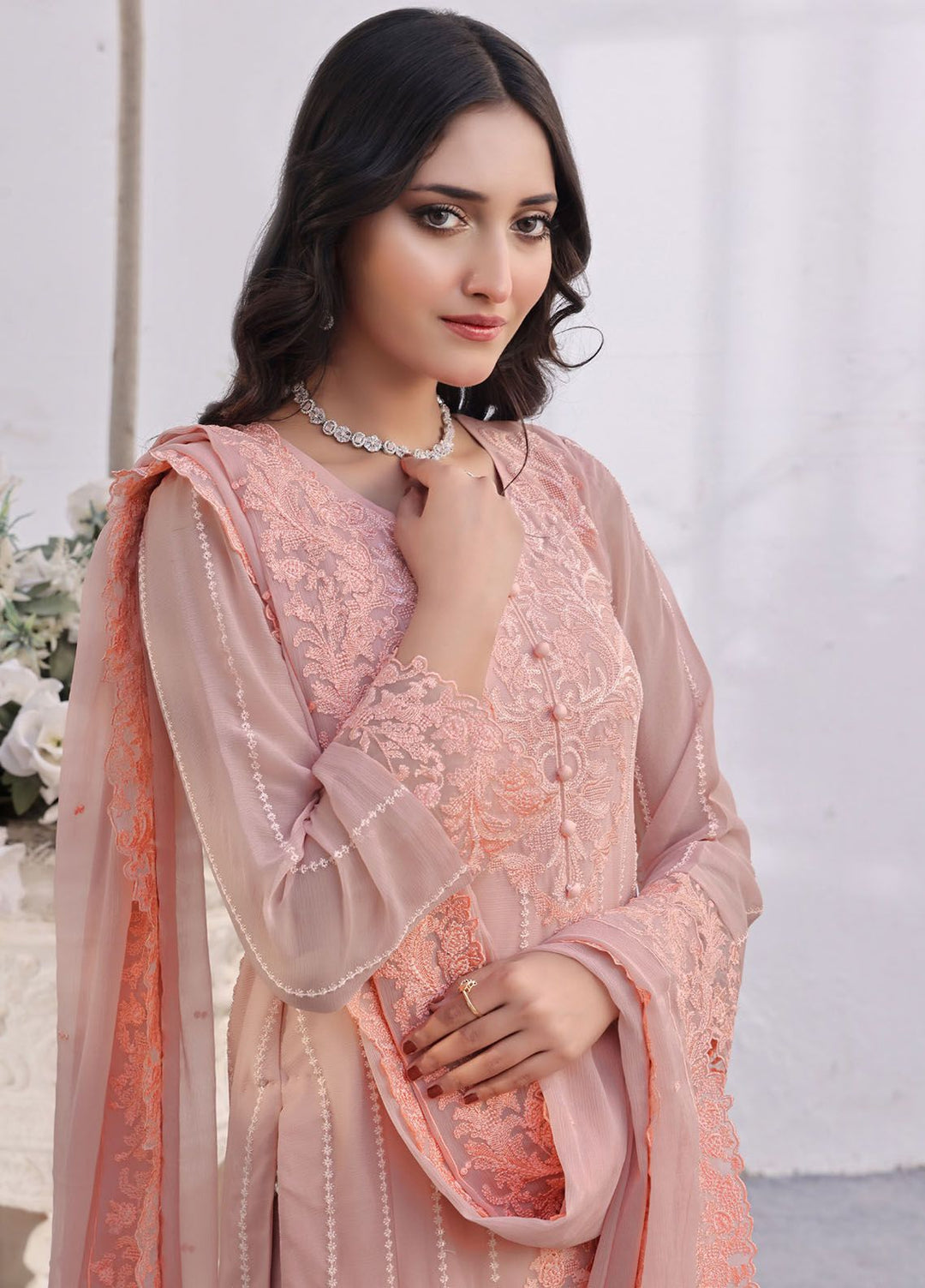Zenia By Fine Tex Embroidered Chiffon Suit Unstitched 4 Piece FNT24Z ZC-05 - Formals Collection