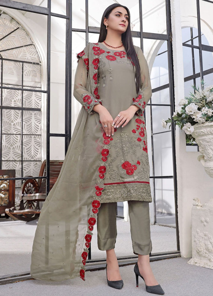 Zenia By Fine Tex Embroidered Chiffon Suit Unstitched 4 Piece FNT24Z ZC-06 - Formals Collection