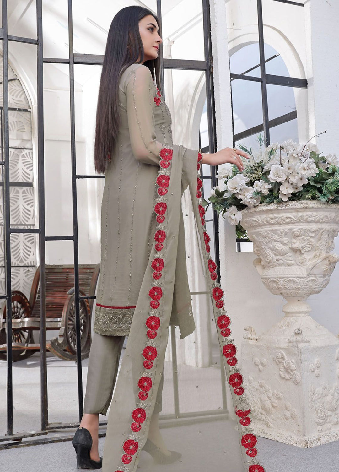Zenia By Fine Tex Embroidered Chiffon Suit Unstitched 4 Piece FNT24Z ZC-06 - Formals Collection