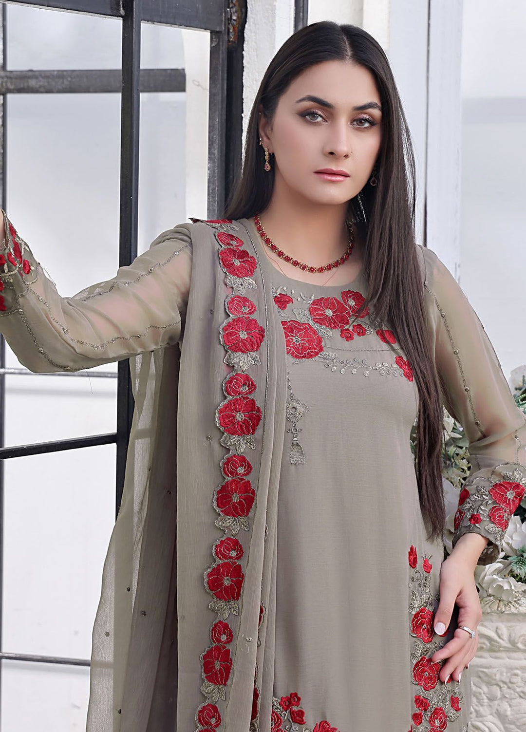 Zenia By Fine Tex Embroidered Chiffon Suit Unstitched 4 Piece FNT24Z ZC-06 - Formals Collection