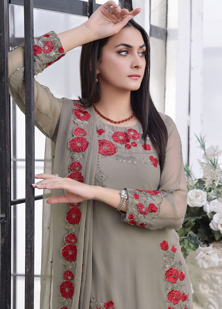 Zenia By Fine Tex Embroidered Chiffon Suit Unstitched 4 Piece FNT24Z ZC-06 - Formals Collection