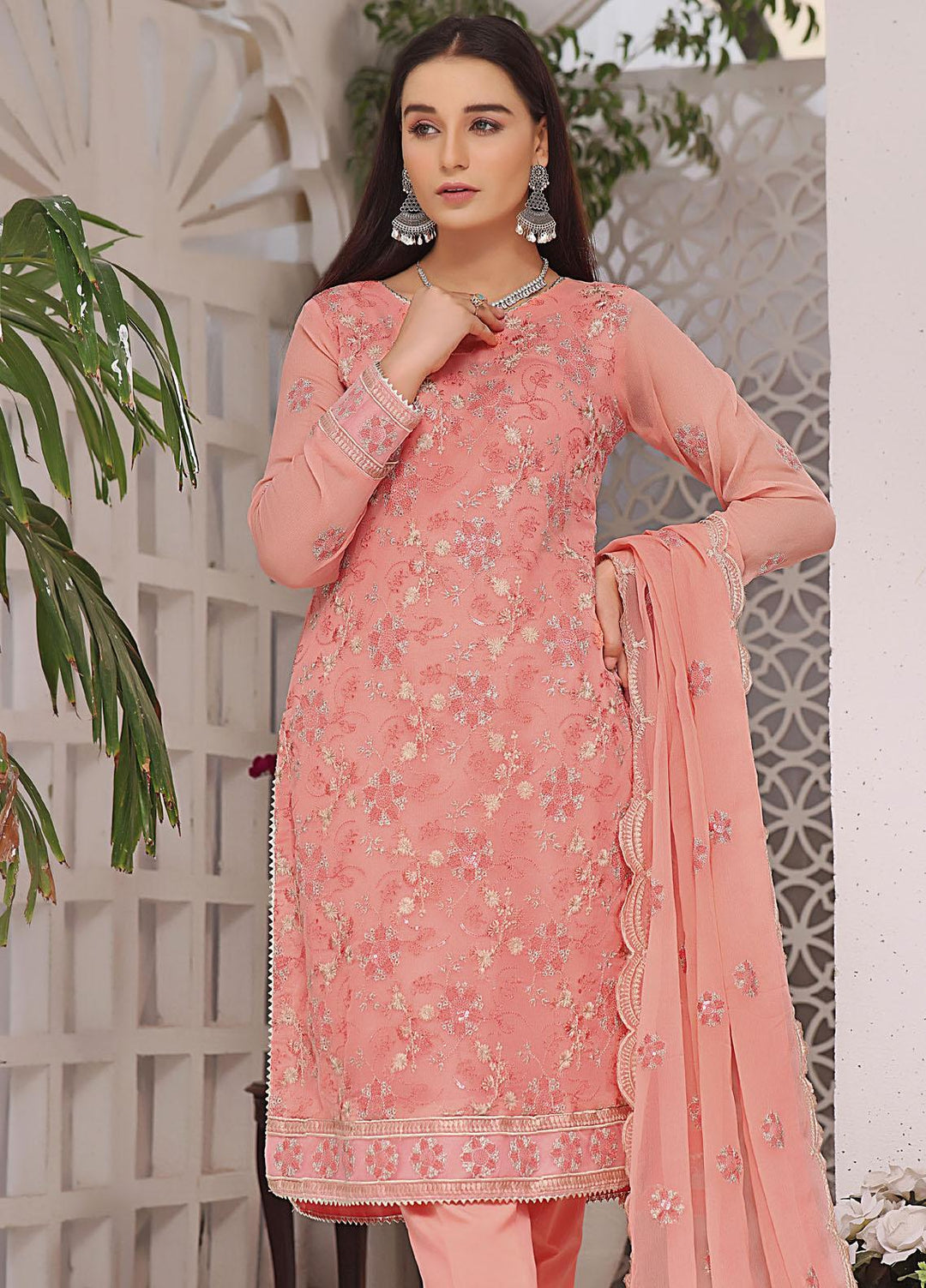 Zenia By Fine Tex Embroidered Chiffon Suits Unstitched 4 Piece FNT23Z ZC-01 - Formal Collection