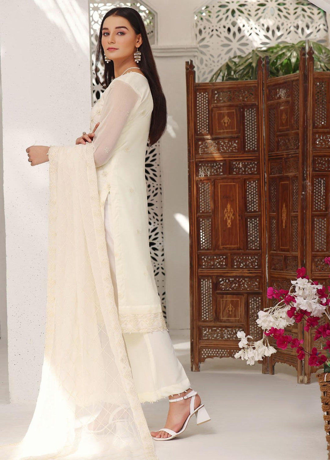 Zenia By Fine Tex Embroidered Chiffon Suits Unstitched 4 Piece FNT23Z ZC-02 - Formal Collection