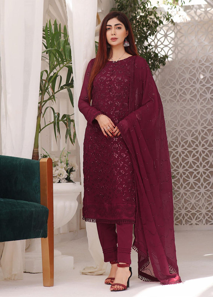 Zenia By Fine Tex Embroidered Chiffon Suits Unstitched 4 Piece FNT23Z ZC-03 - Formal Collection