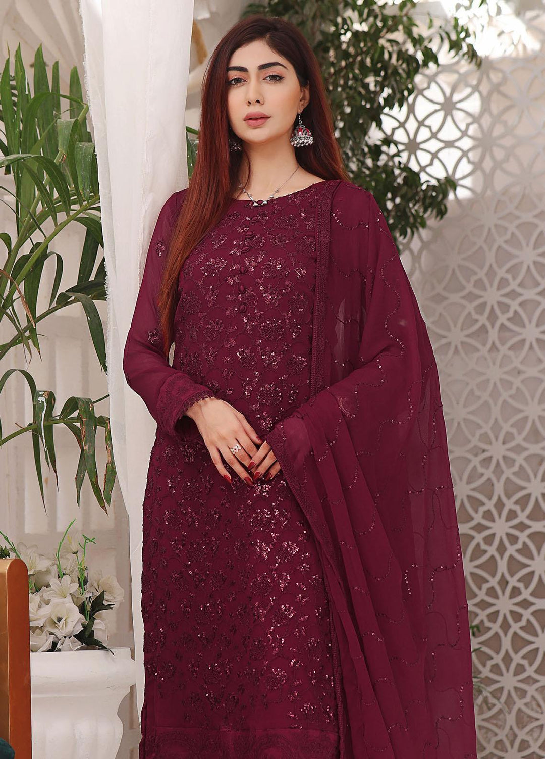 Zenia By Fine Tex Embroidered Chiffon Suits Unstitched 4 Piece FNT23Z ZC-03 - Formal Collection