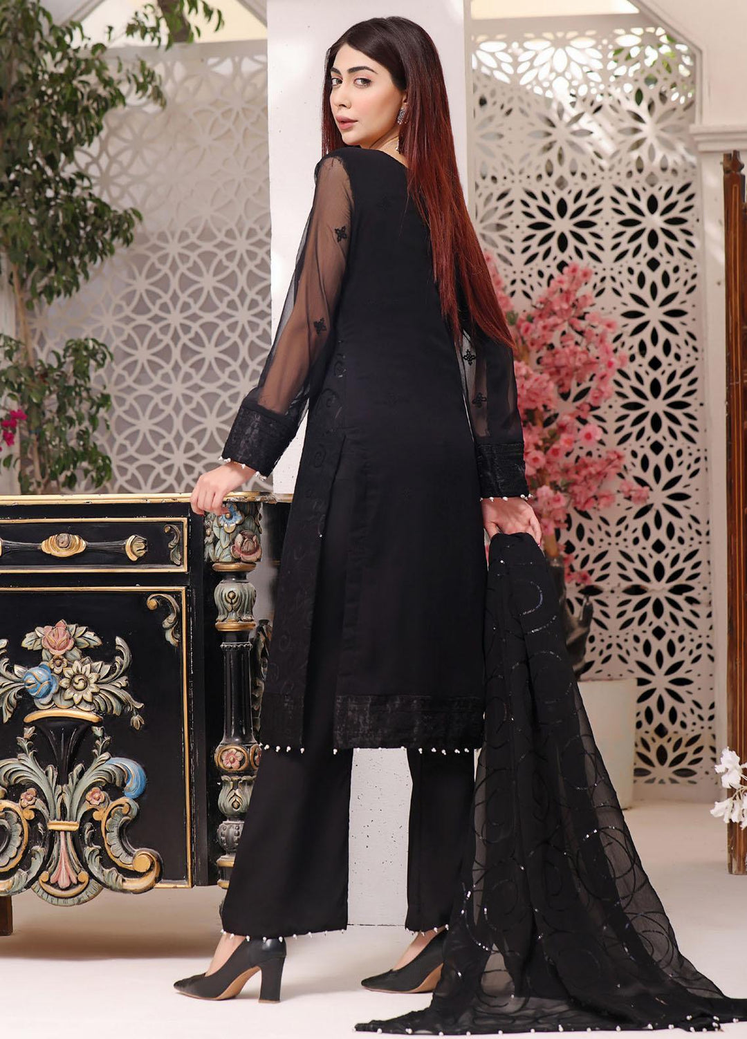 Zenia By Fine Tex Embroidered Chiffon Suits Unstitched 4 Piece FNT23Z ZC-04 - Formal Collection