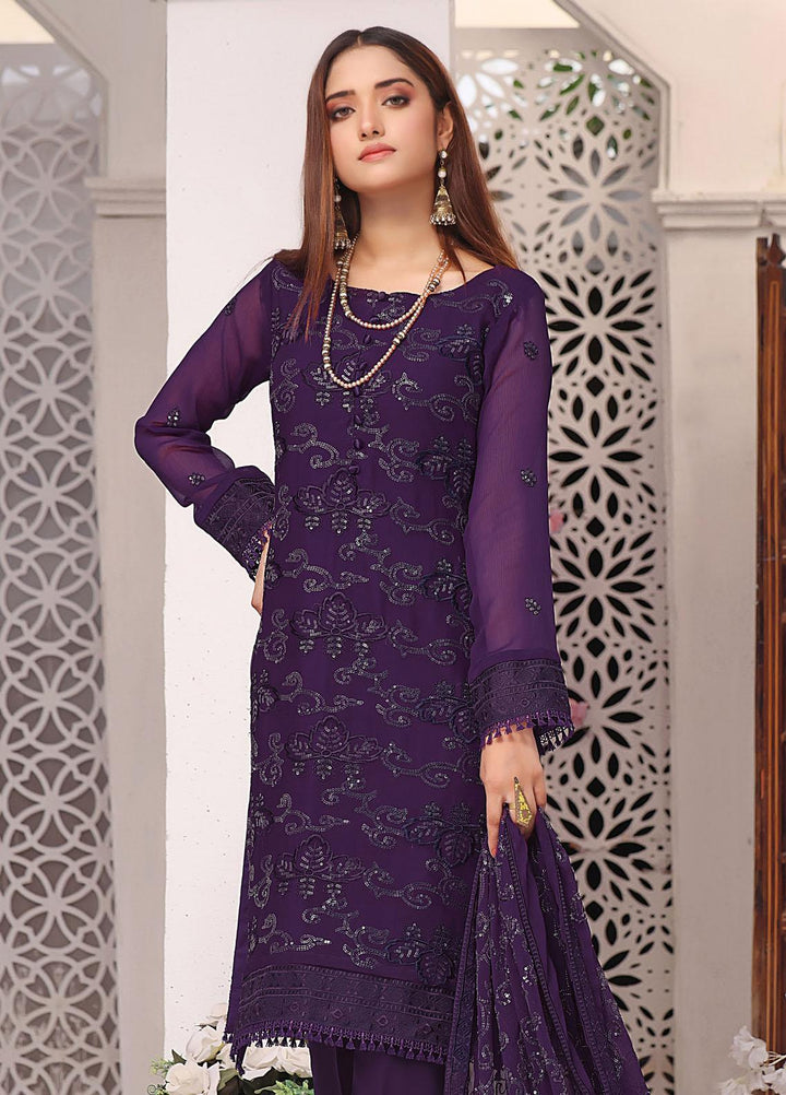 Zenia By Fine Tex Embroidered Chiffon Suits Unstitched 4 Piece FNT23Z ZC-06 - Formal Collection