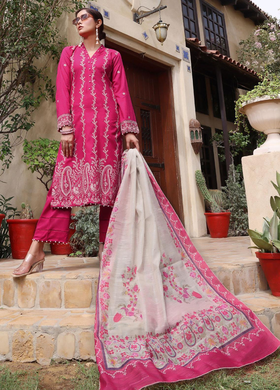 Fine Tex Embroidered Lawn Suits Unstitched 3 Piece FNT23-Z7 ZC-01 - Summer Collection