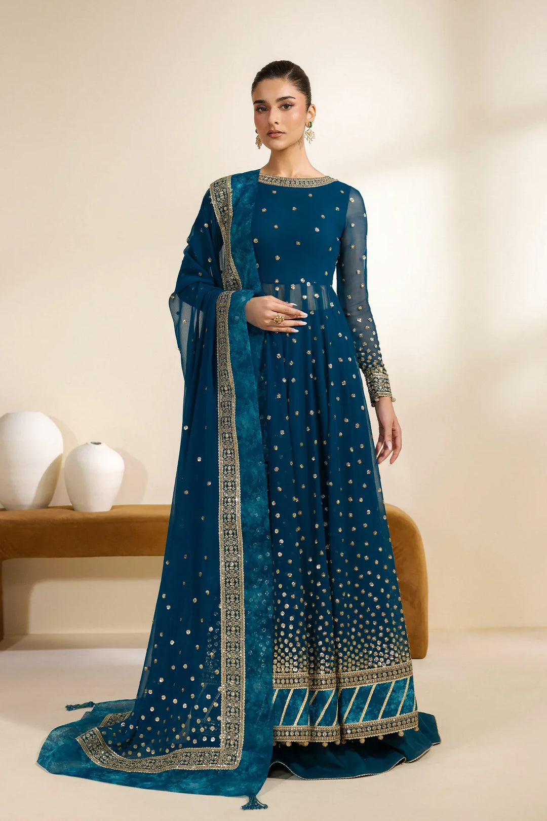 Meraki by Zarif Unstitched Embroidered Chiffon 3 Piece Suit ZR26UCM  ZENIA 08 - Festive Collection