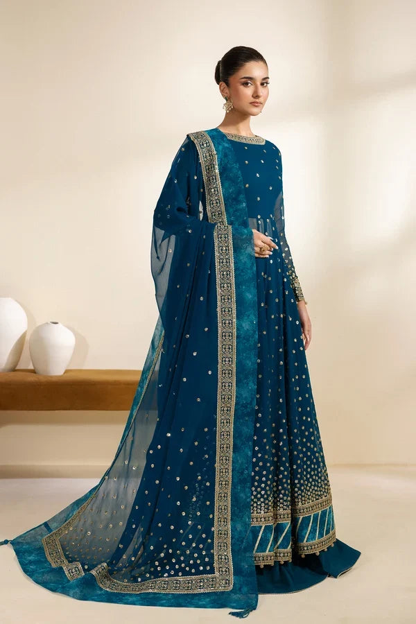 Meraki by Zarif Unstitched Embroidered Chiffon 3 Piece Suit ZR26UCM  ZENIA 08 - Festive Collection