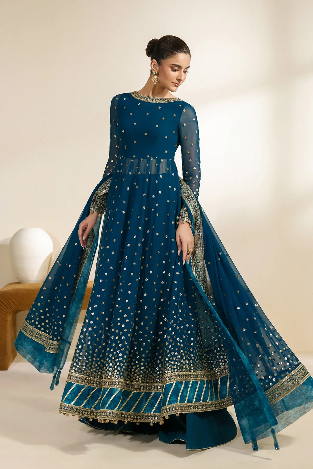 Meraki by Zarif Unstitched Embroidered Chiffon 3 Piece Suit ZR26UCM  ZENIA 08 - Festive Collection