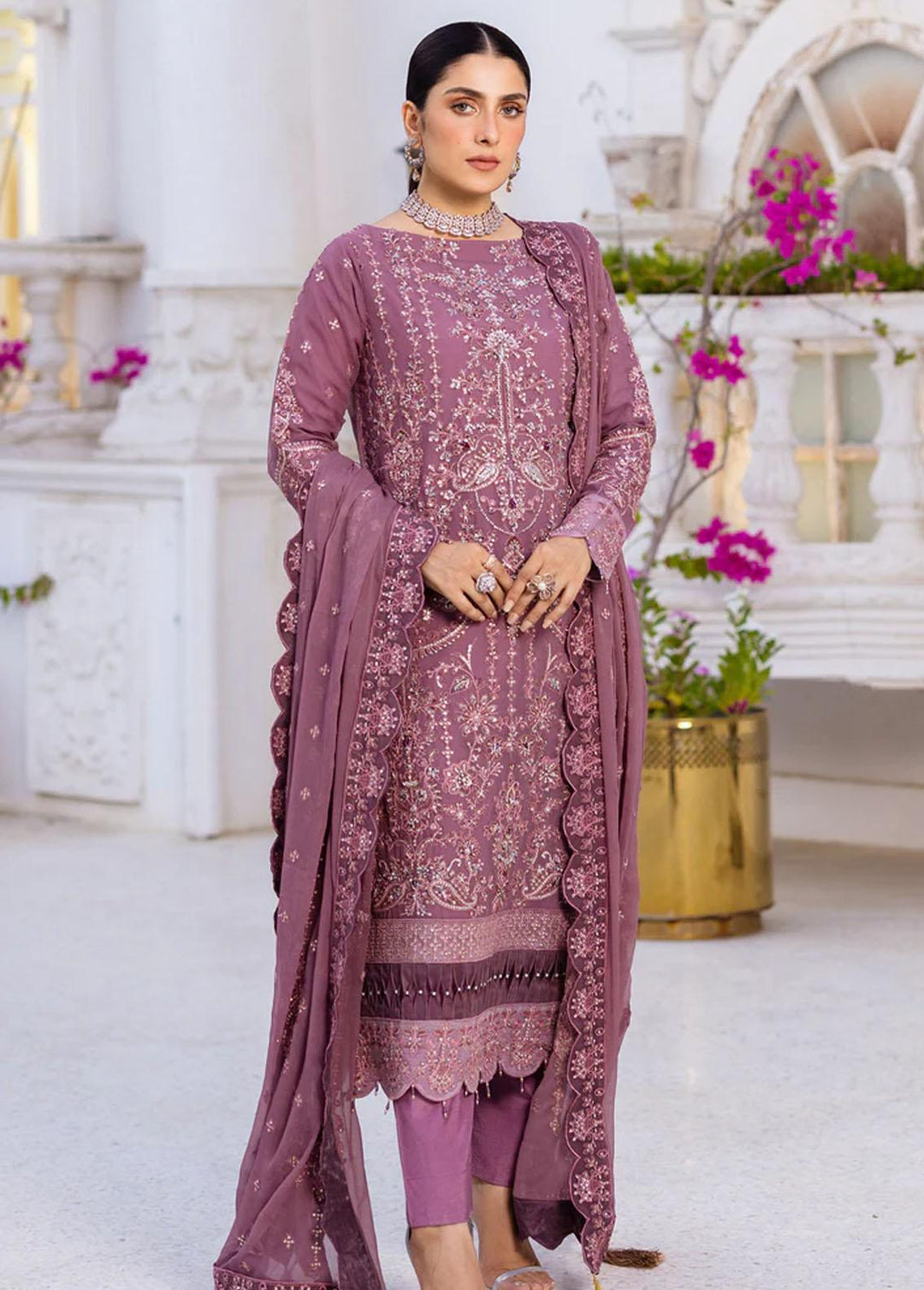 Zimal By Emaan Adeel Embroidered Chiffon Suits Unstitched 3 Piece EA23Z ZM-02 Zartaash - Luxury Collection
