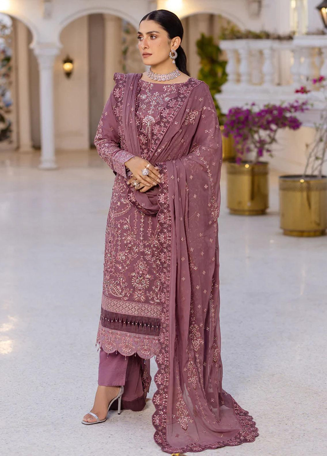 Zimal By Emaan Adeel Embroidered Chiffon Suits Unstitched 3 Piece EA23Z ZM-02 Zartaash - Luxury Collection