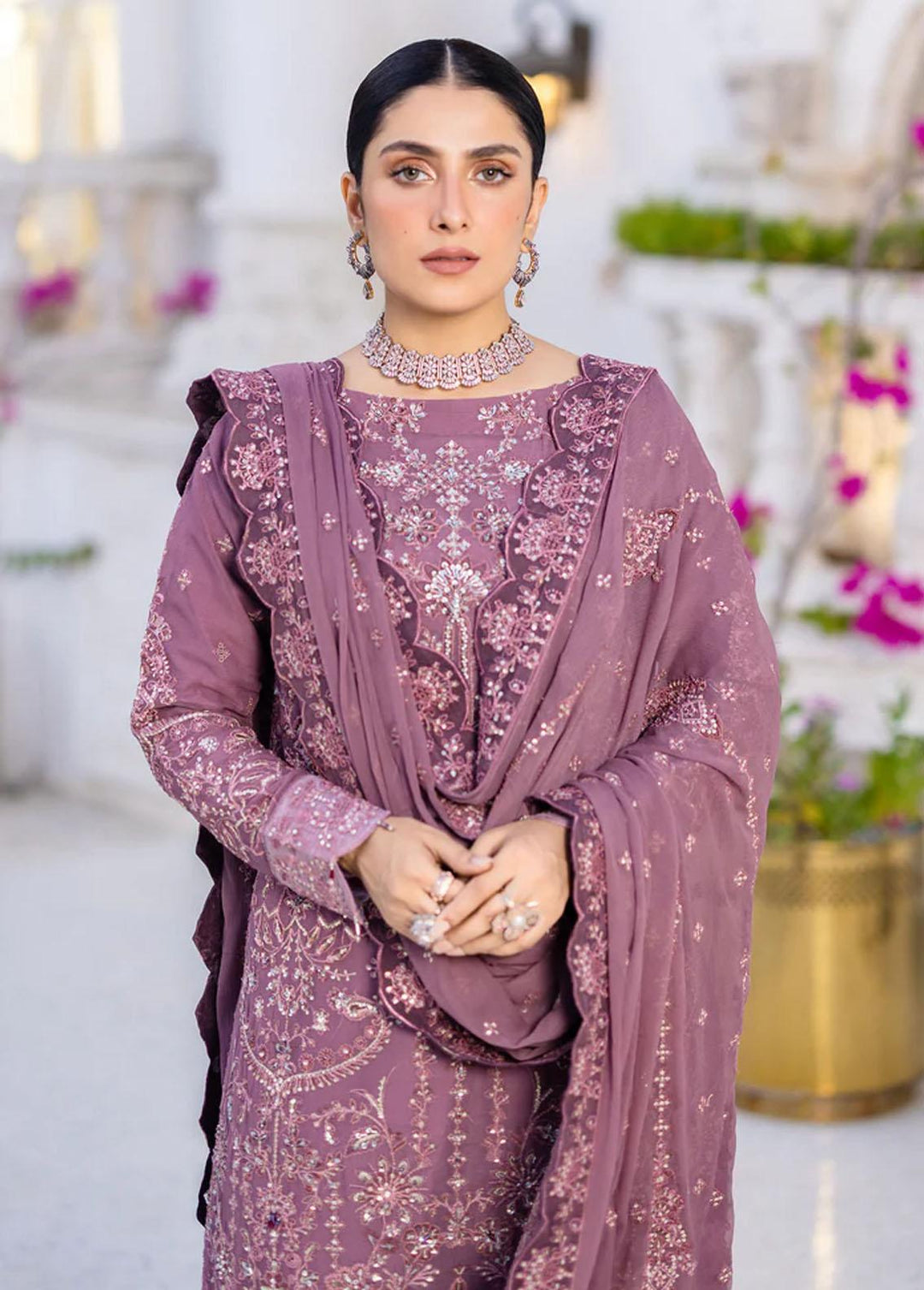 Zimal By Emaan Adeel Embroidered Chiffon Suits Unstitched 3 Piece EA23Z ZM-02 Zartaash - Luxury Collection