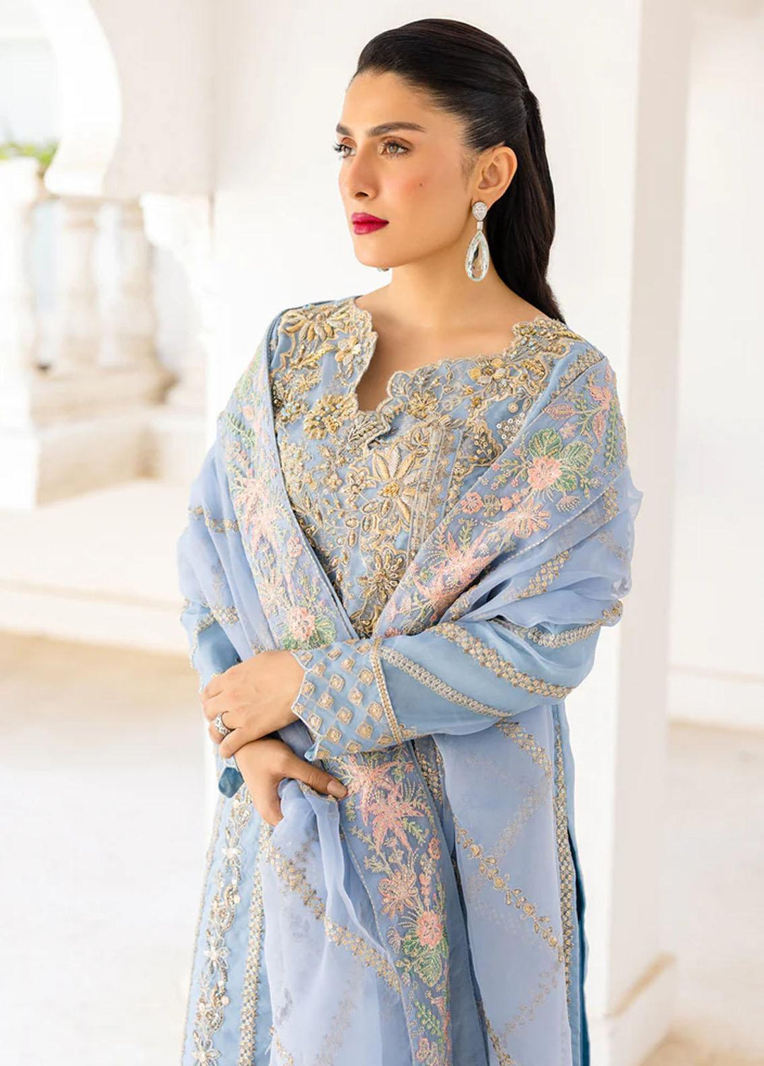 Zimal By Emaan Adeel Embroidered Organza Suits Unstitched 3 Piece EA23Z ZM-03 Arzish - Luxury Collection