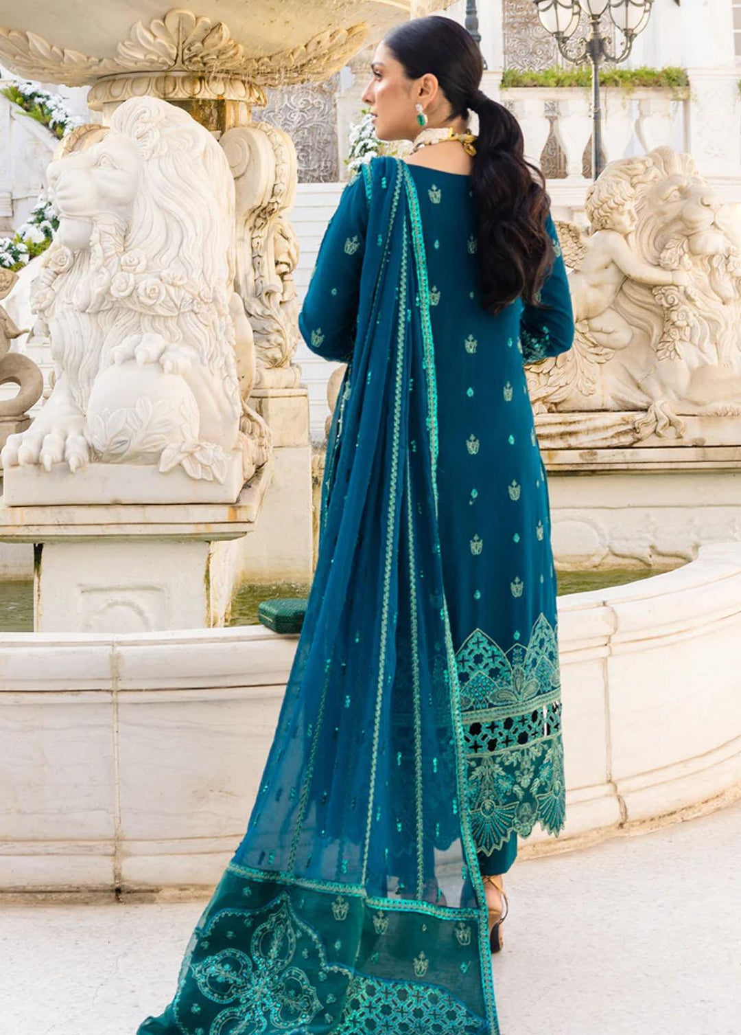 Zimal By Emaan Adeel Embroidered Chiffon Suits Unstitched 3 Piece EA23Z ZM-04 Noori - Luxury Collection