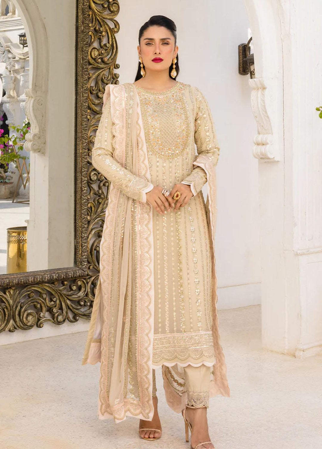 Zimal By Emaan Adeel Embroidered Chiffon Suits Unstitched 3 Piece EA23Z ZM-05 Natalia - Luxury Collection