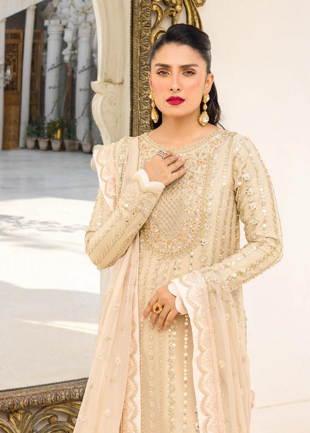 Zimal By Emaan Adeel Embroidered Chiffon Suits Unstitched 3 Piece EA23Z ZM-05 Natalia - Luxury Collection