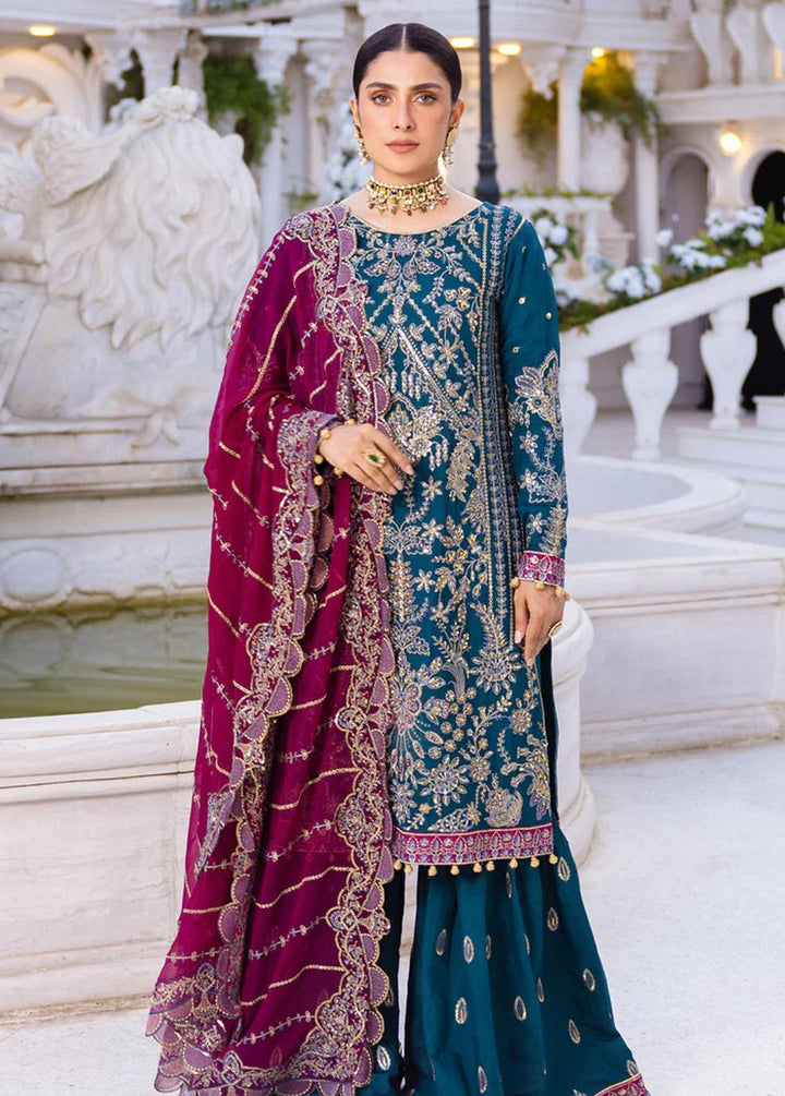 Zimal By Emaan Adeel Embroidered Chiffon Suits Unstitched 3 Piece EA23Z ZM-06 Rumesah - Luxury Collection