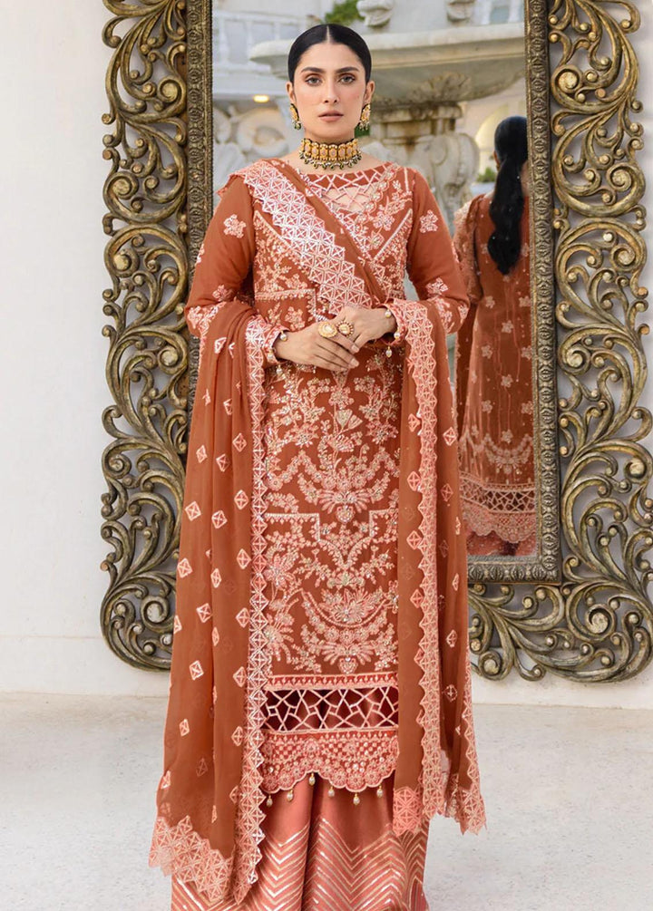 Zimal By Emaan Adeel Embroidered Chiffon Suits Unstitched 3 Piece EA23Z ZM-09 Gulaal - Luxury Collection