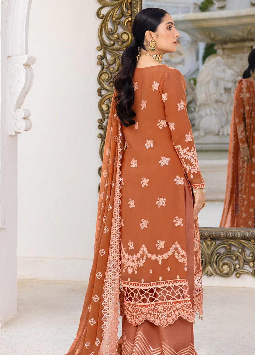 Zimal By Emaan Adeel Embroidered Chiffon Suits Unstitched 3 Piece EA23Z ZM-09 Gulaal - Luxury Collection