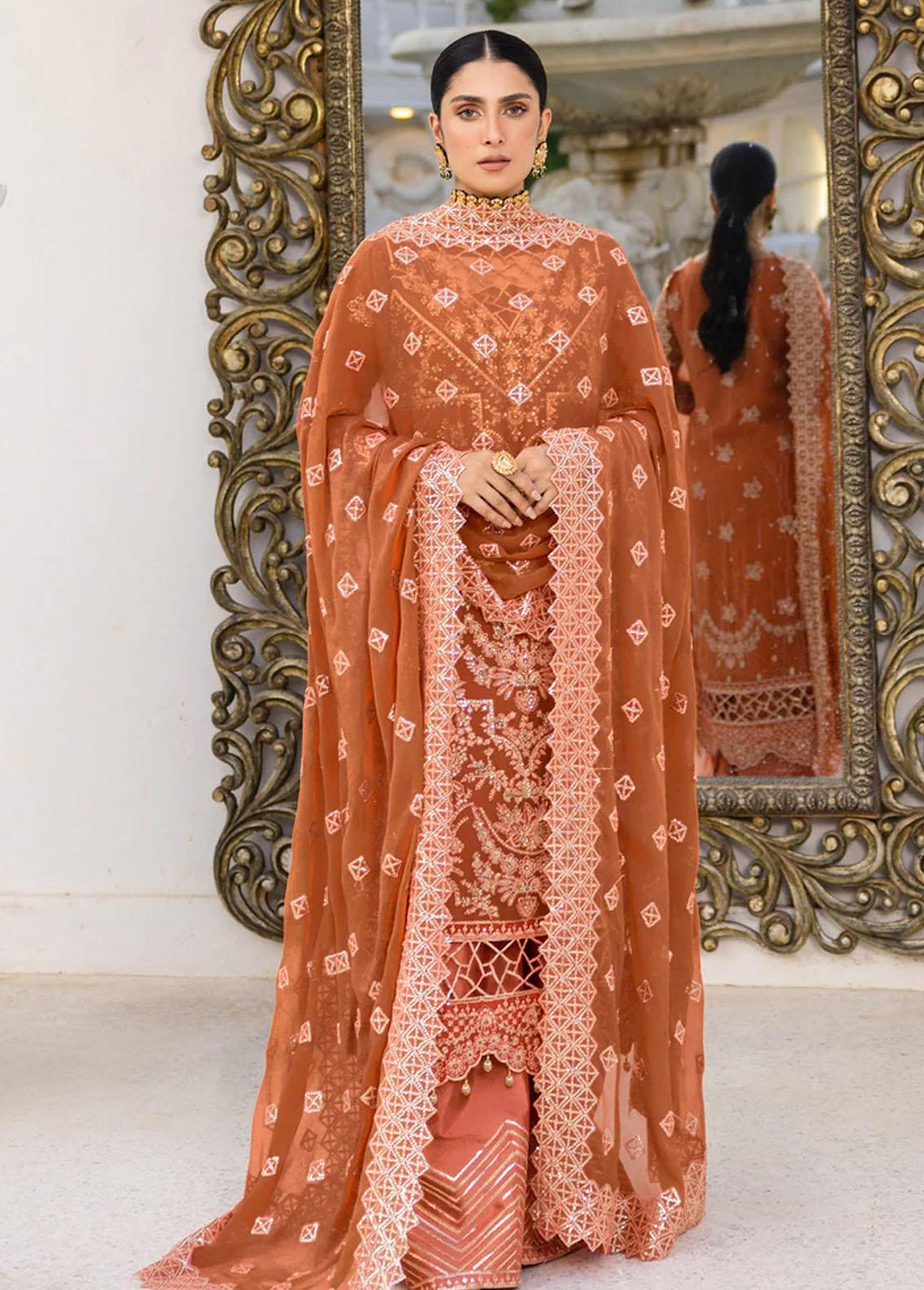 Zimal By Emaan Adeel Embroidered Chiffon Suits Unstitched 3 Piece EA23Z ZM-09 Gulaal - Luxury Collection