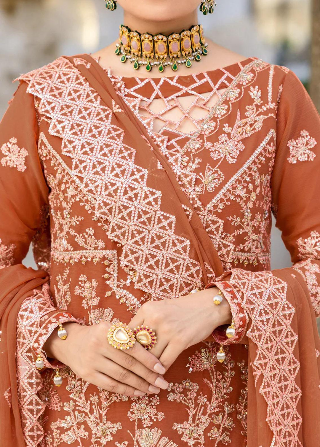 Zimal By Emaan Adeel Embroidered Chiffon Suits Unstitched 3 Piece EA23Z ZM-09 Gulaal - Luxury Collection