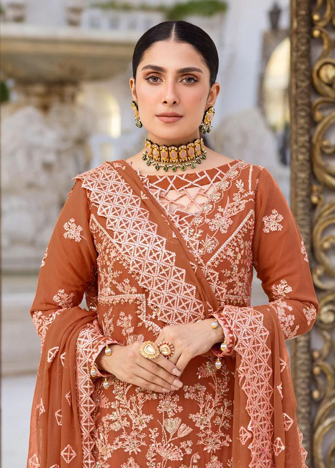 Zimal By Emaan Adeel Embroidered Chiffon Suits Unstitched 3 Piece EA23Z ZM-09 Gulaal - Luxury Collection
