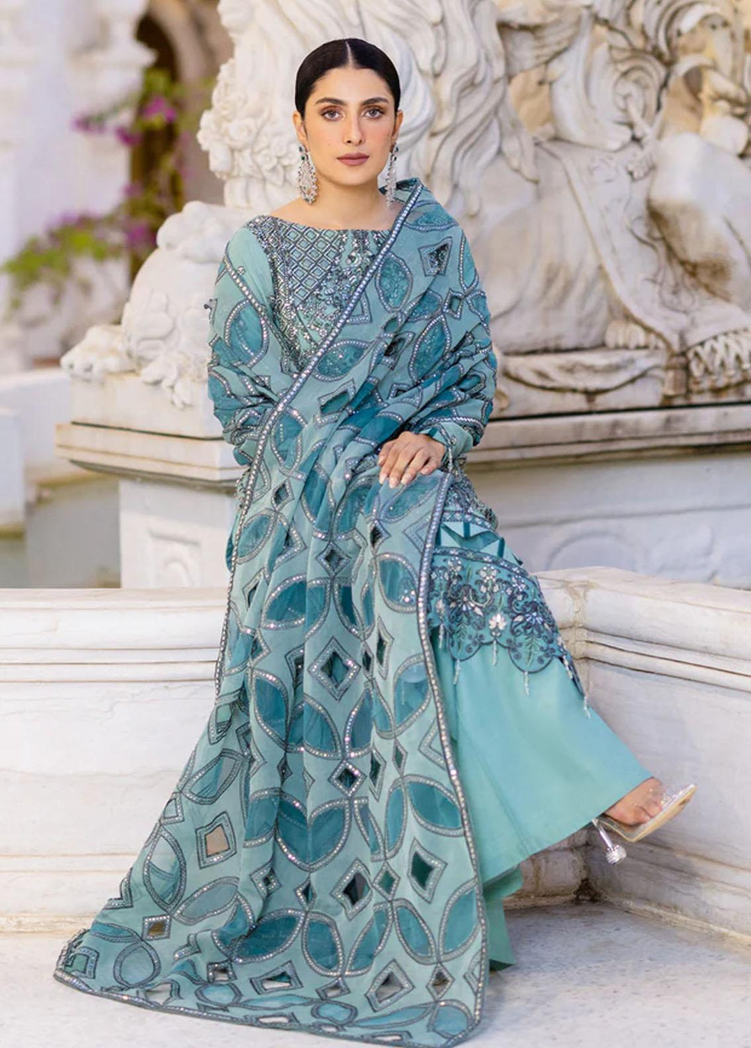 Zimal By Emaan Adeel Embroidered Chiffon Suits Unstitched 3 Piece EA23Z ZM-10 Rangreza - Luxury Collection