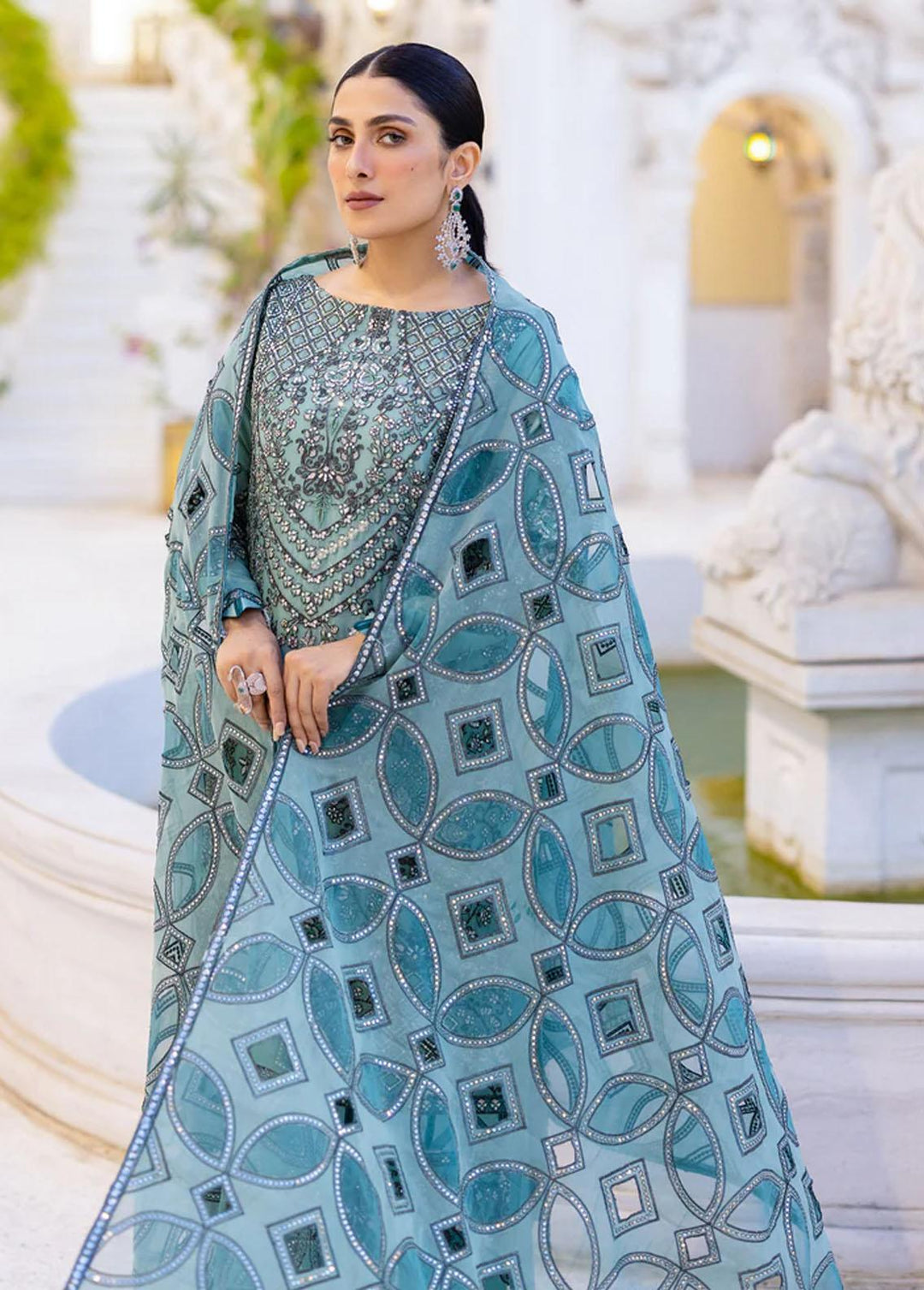 Zimal By Emaan Adeel Embroidered Chiffon Suits Unstitched 3 Piece EA23Z ZM-10 Rangreza - Luxury Collection