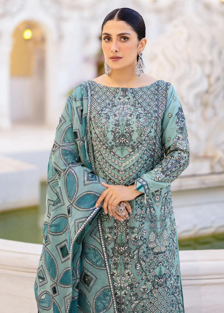 Zimal By Emaan Adeel Embroidered Chiffon Suits Unstitched 3 Piece EA23Z ZM-10 Rangreza - Luxury Collection