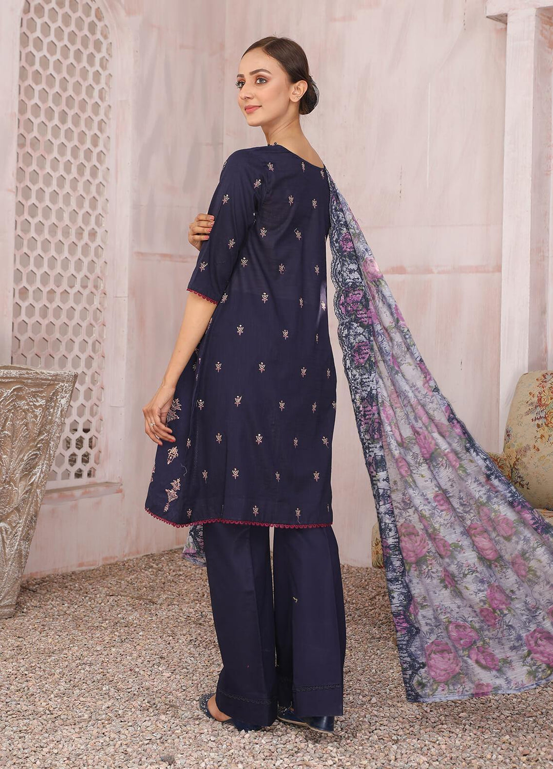 Zimal by Humdum Embroidered Lawn Suits Unstitched 3 Piece HD22Z D-07 - Summer Collection