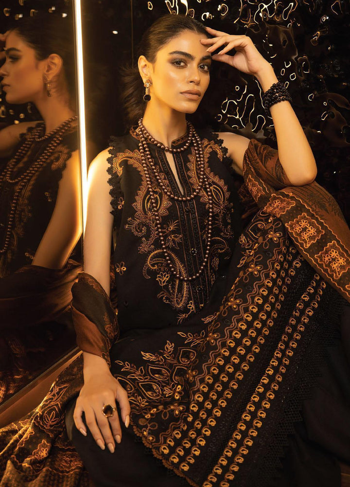 Zimal By Humdum Embroidered Wool Suits Unstitched 3 Piece HD23ZM D-01 - Winter Collection